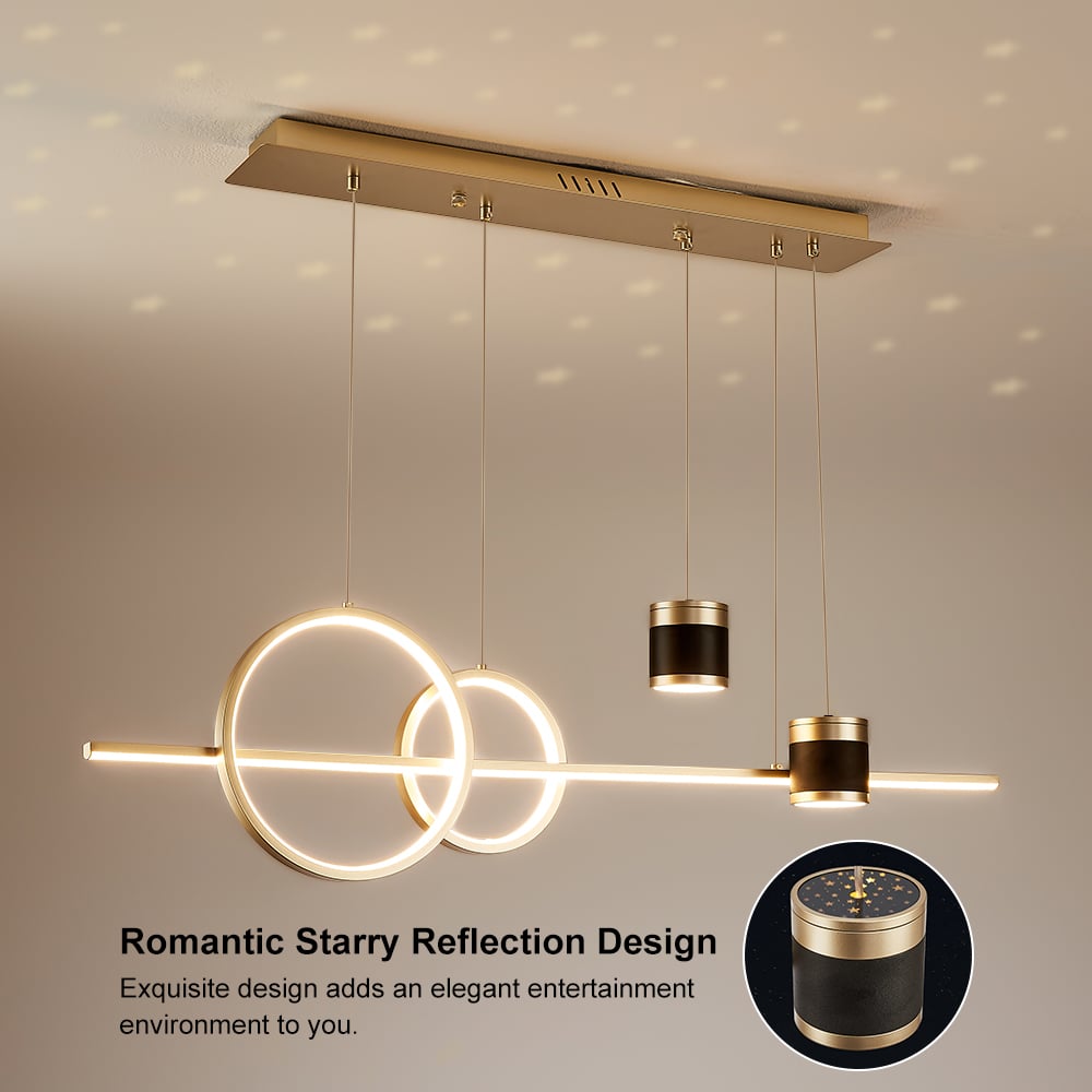 HMR Kitchen Island Light Geometric Starry Reflection Hanging Light 3-Way - Gold