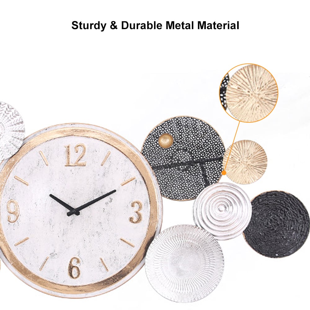 HMR - Modern Mute Metal Wall Clock with Distressed Multiple Round Shape