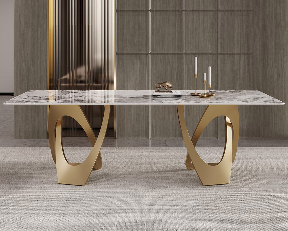 HMR Modern Rectangle Sintered Stone Dining Table - 63" (Seats 6-8 People)