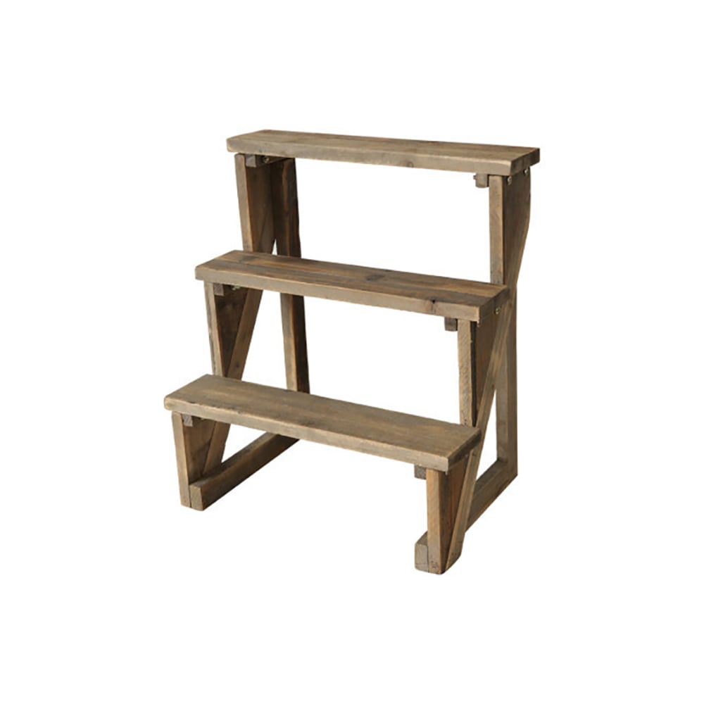 HMR - Wooden 3-Tier Plant Pots Stand for Outdoor in Distressed Brown