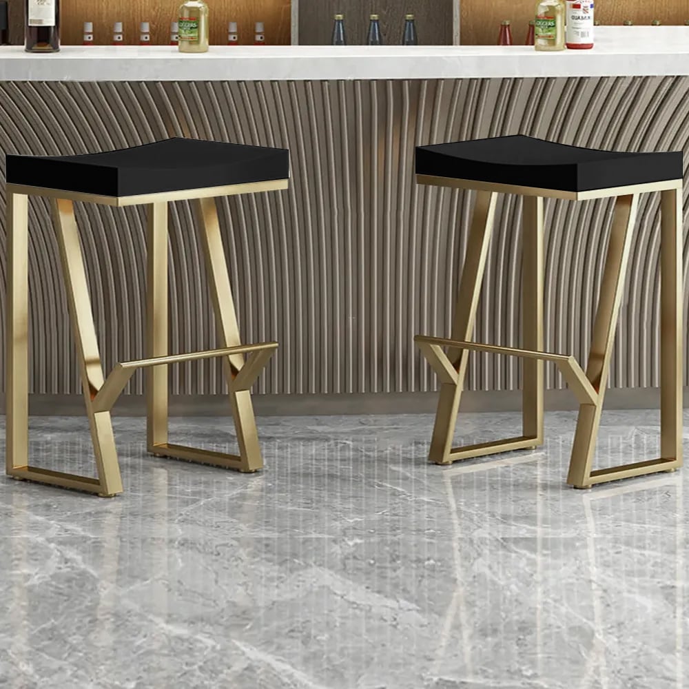 HMR Modern Counter Stools with Upholstery - Black