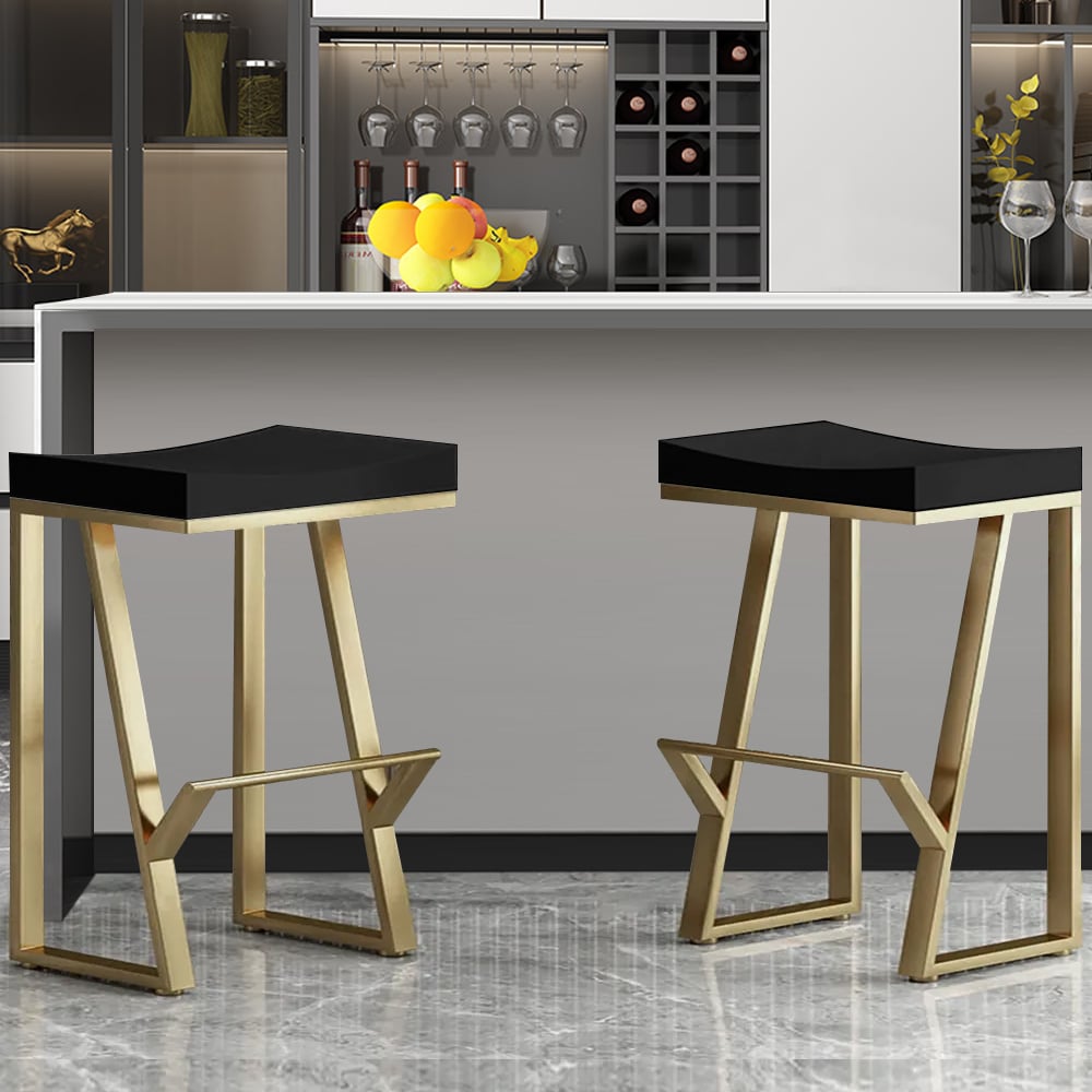 HMR Modern Counter Stools with Upholstery - Black