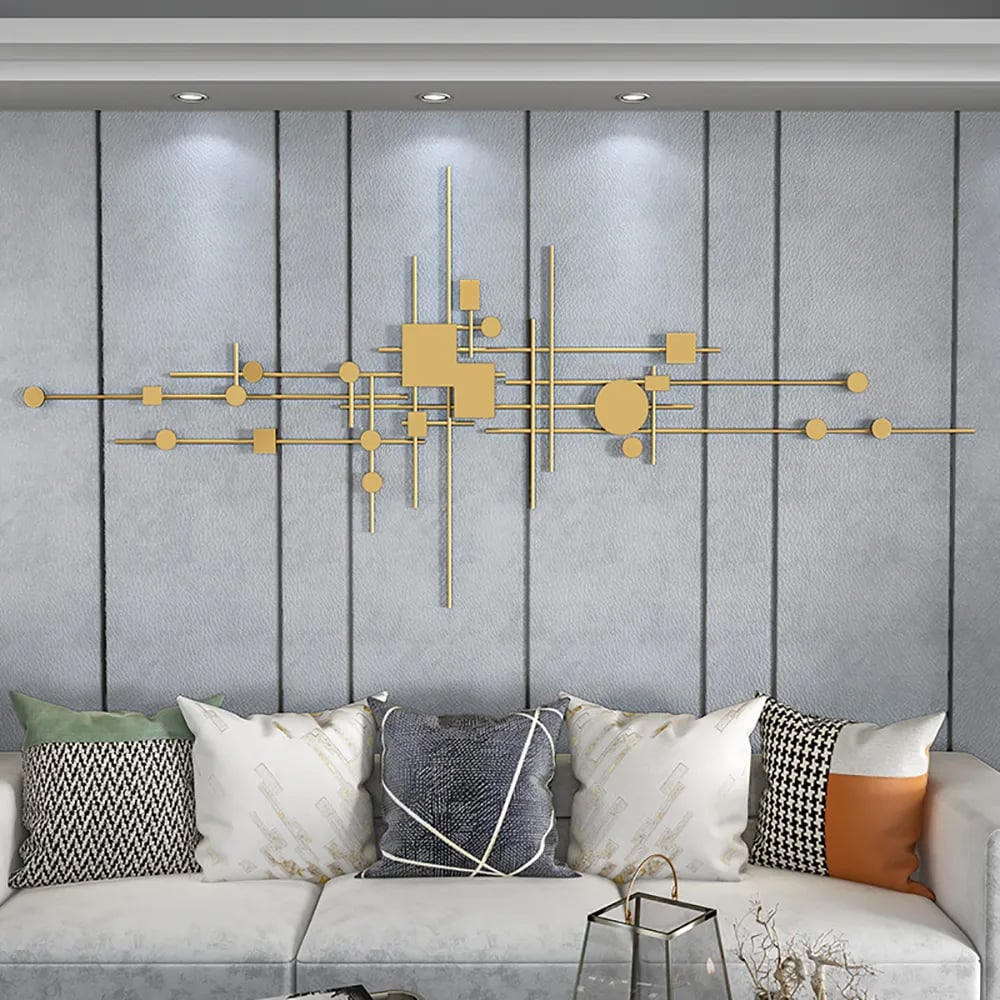 HMR - 3D Geometric Patterns Wall Decor with Overlapping Effects in Metal