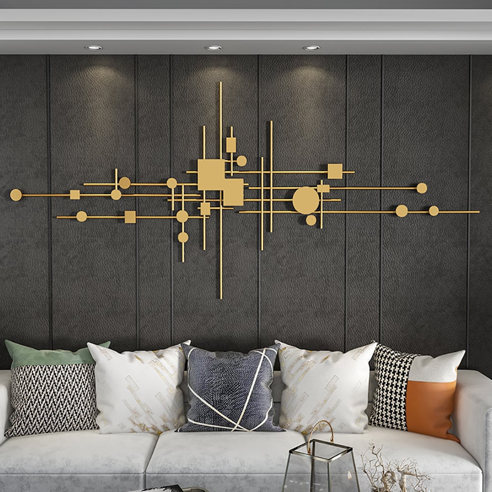 HMR - 3D Geometric Patterns Wall Decor with Overlapping Effects in Metal