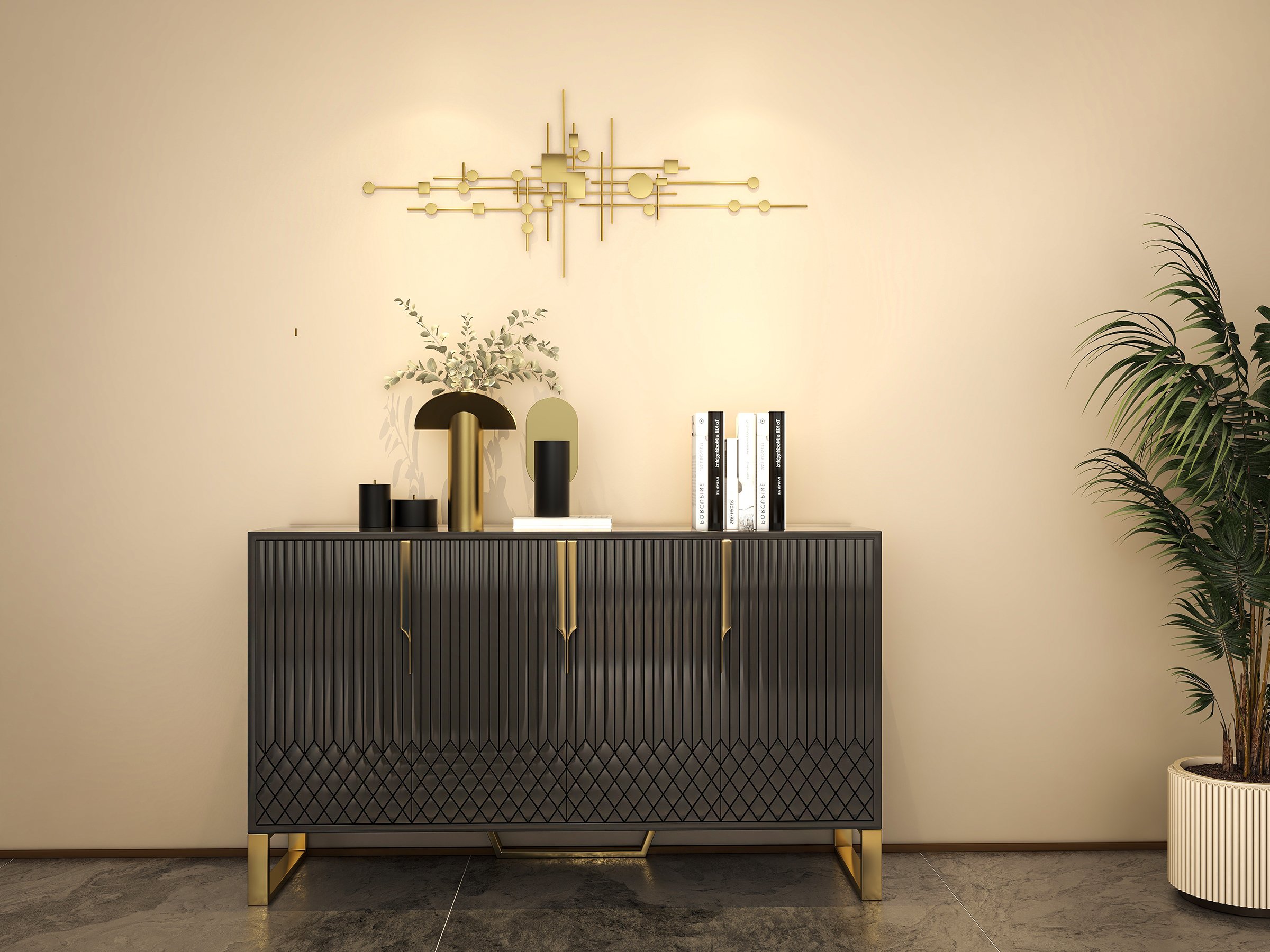 HMR - 3D Geometric Patterns Wall Decor with Overlapping Effects in Metal