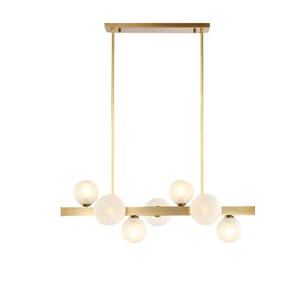 HMR Modern Island Light Fixture for Kitchen Linear Chandelier Glass Shade - Gold, 7-Light