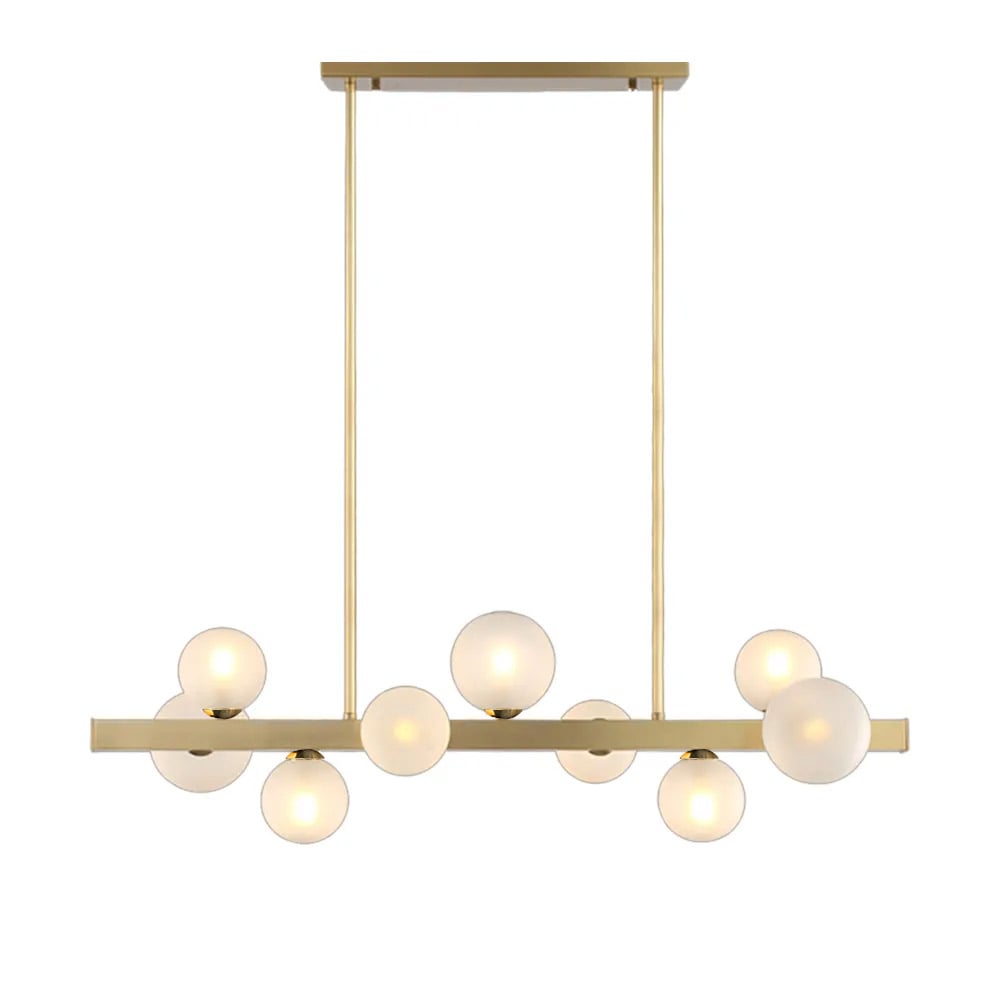HMR Modern Island Light Fixture for Kitchen Linear Chandelier Glass Shade - Gold, 9-Light