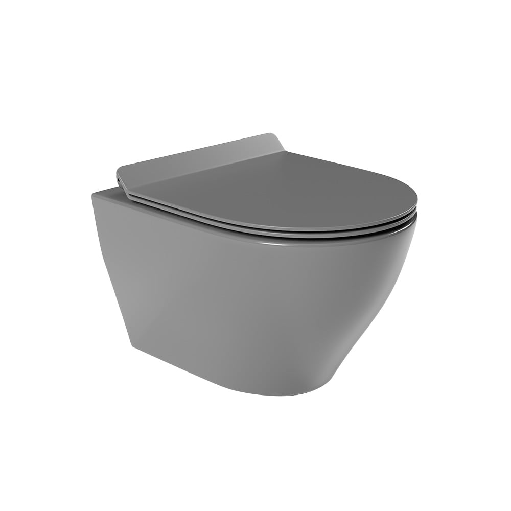 HMR - Modern Round Wall Mounted Toilet Wall Hung One-Piece Ceramic Simplism in Deep Gray