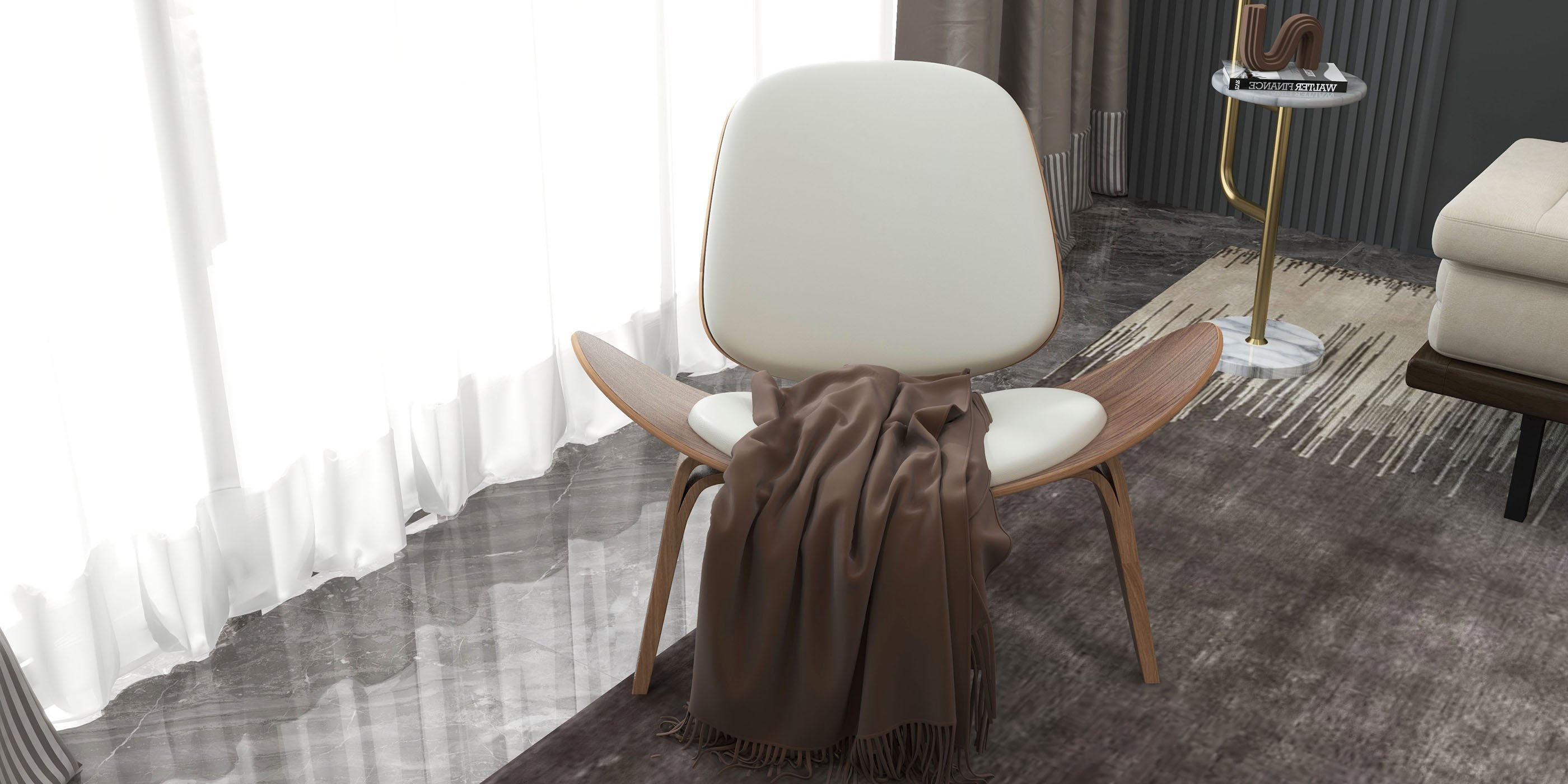 HMR - Modern Arc Floor Lamp with Shelf & Wireless Charger & USB Charging Port