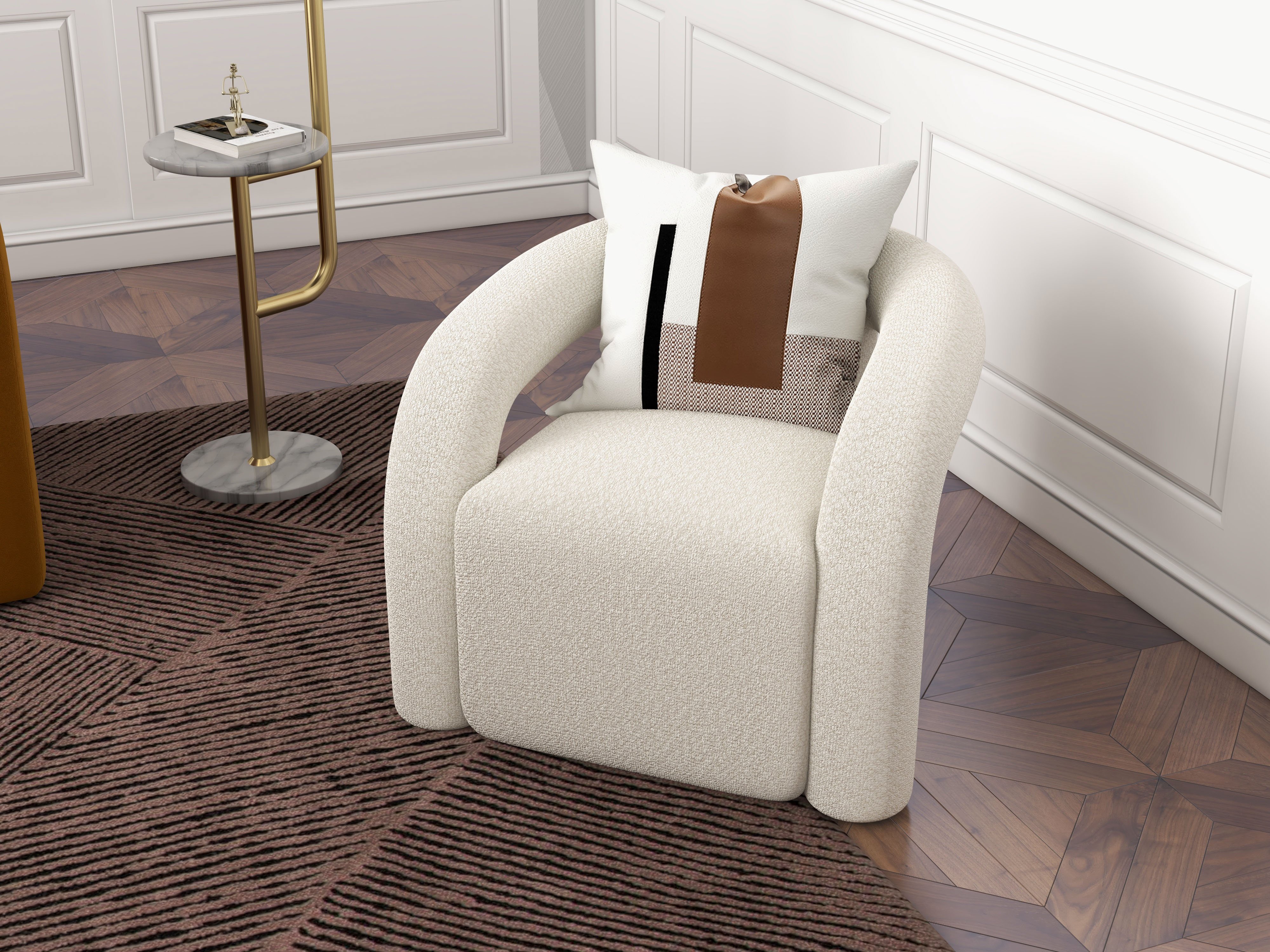 HMR - Modern Arc Floor Lamp with Shelf & Wireless Charger & USB Charging Port