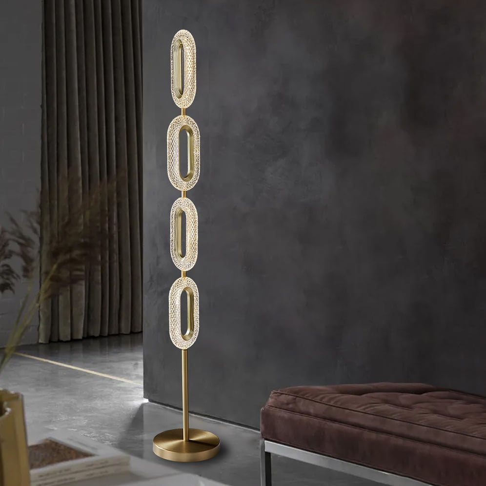 HMR - Ovated Modern Floor Lamp LED Light 4-Light Plug-in Brass Standing Lamp in Gold