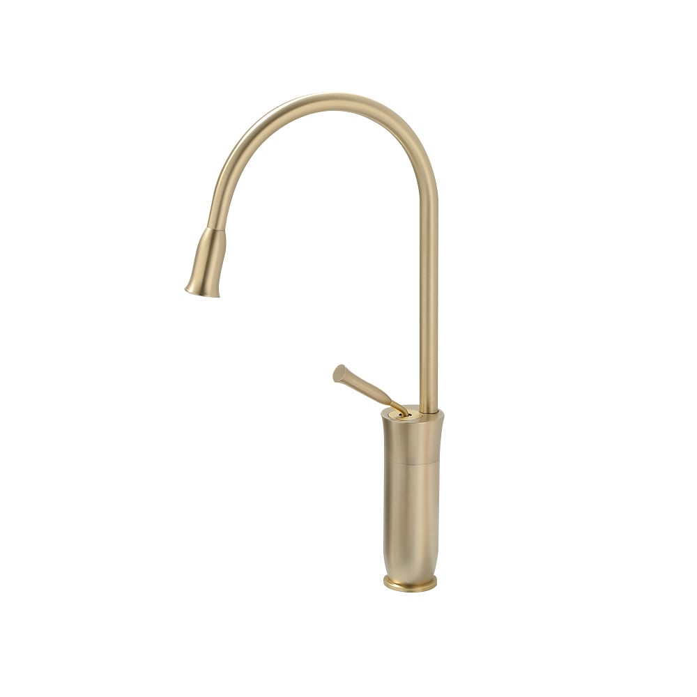 HMR - Tront Single Hole Bathroom Vessel Sink Faucet Solid Brass in Brushed Gold
