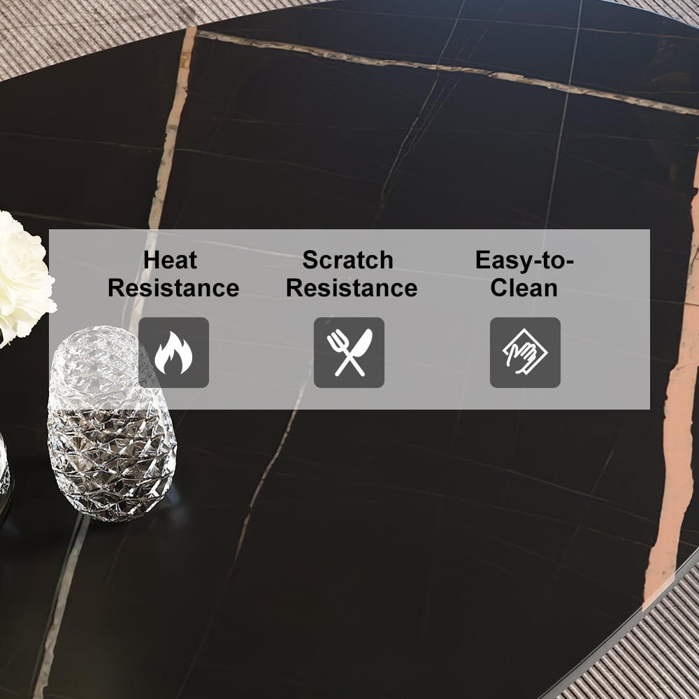 HMR - 63" Affordable Luxury Modern Oval Sintered Stone Dining Table Seats 4-6 People
