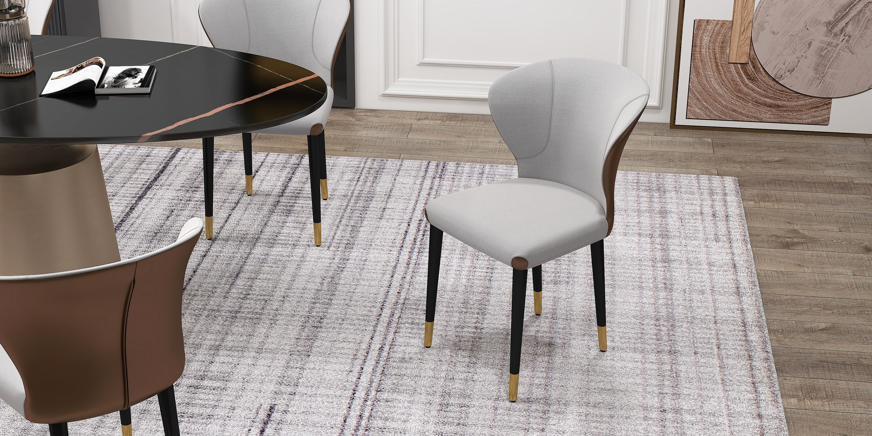 HMR - 63" Affordable Luxury Modern Oval Sintered Stone Dining Table Seats 4-6 People