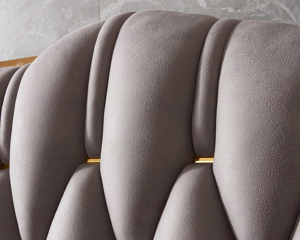 HMR - Luxury Upholstered Bed Frame with Tufted Wingback Headboard
