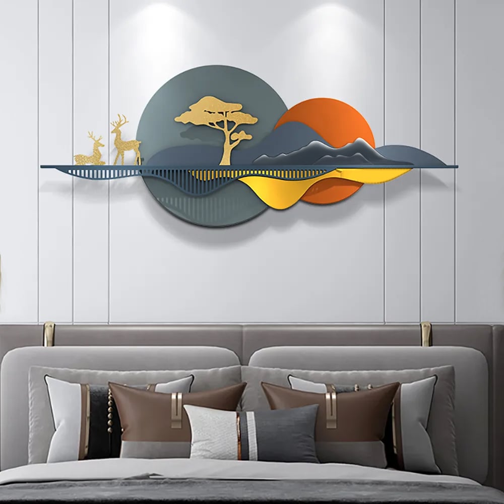 HMR - 59" Modern 3D Unique Metal Nature Landscape Wall Decor Art for Living Room Bedroom