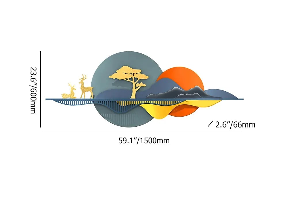 HMR - 59" Modern 3D Unique Metal Nature Landscape Wall Decor Art for Living Room Bedroom