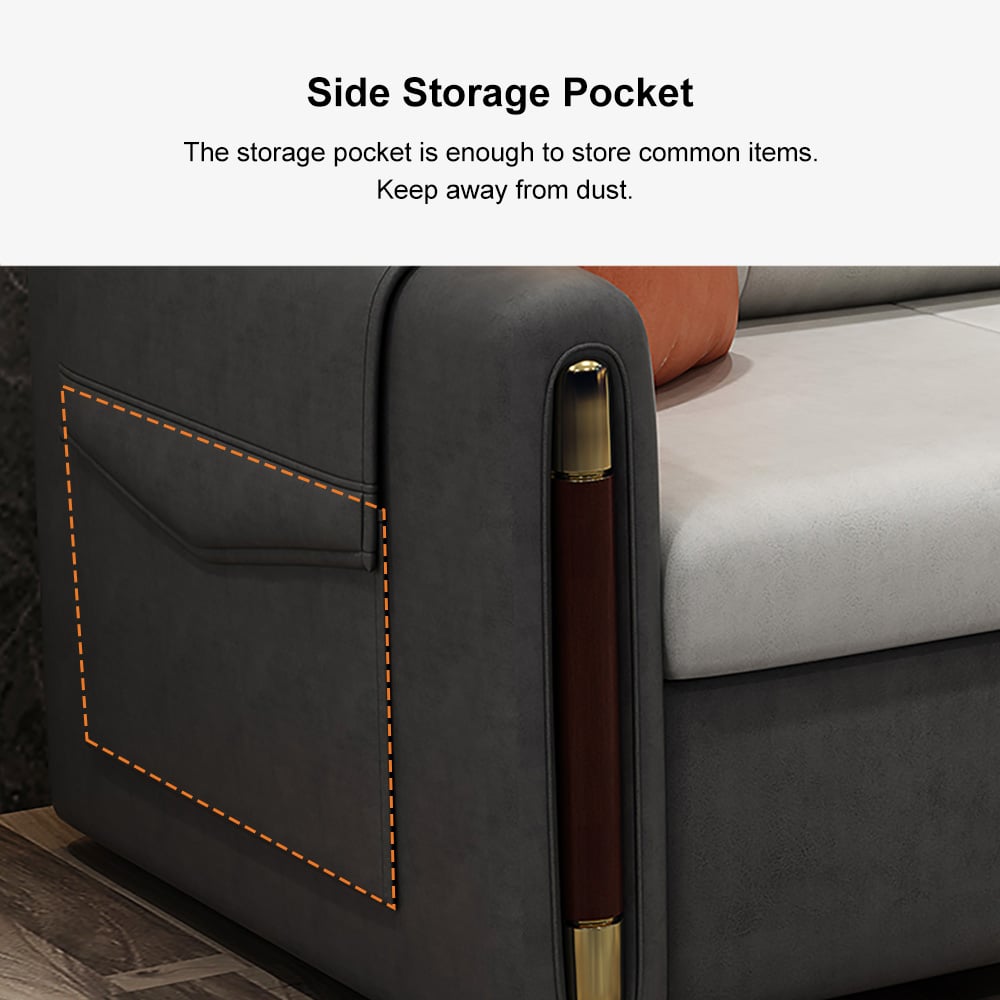 HMR - Convertible Sofa Bed with Storage in 81"W, Gray