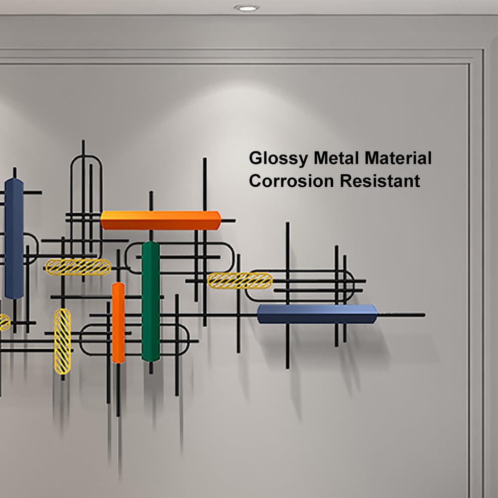 HMR - 59" Modern Large Metal Wall Decor Unique Home Hanging Wall Art Decor in Gold & Black