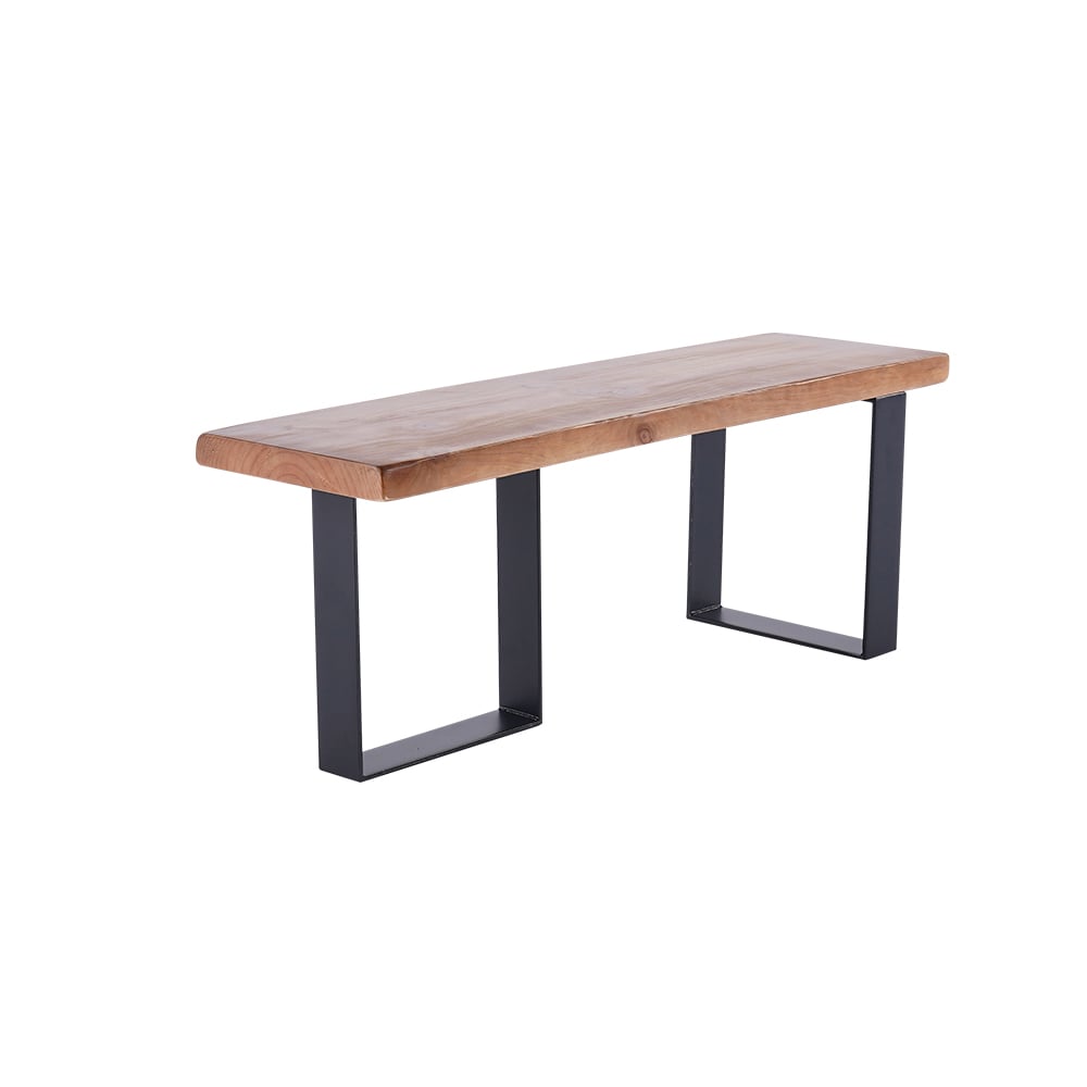 HMR - Rustic Natural Wood Bench Entryway Bench with Metal Legs