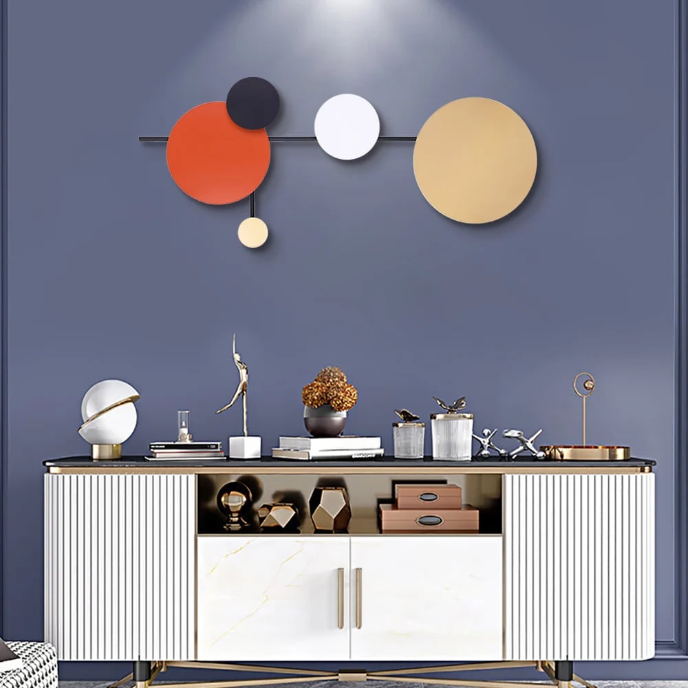 HMR - Geometric Round Wall Hanging Metal Art in Multicolor