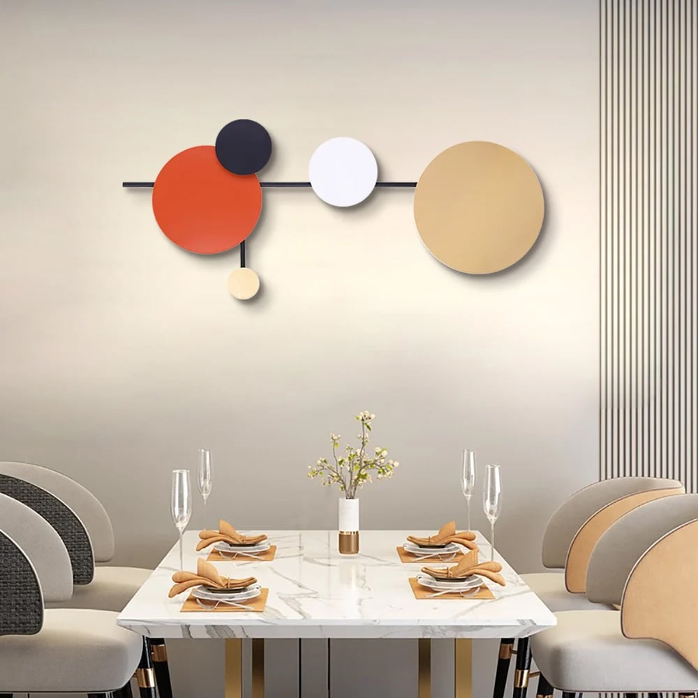 HMR - Geometric Round Wall Hanging Metal Art in Multicolor