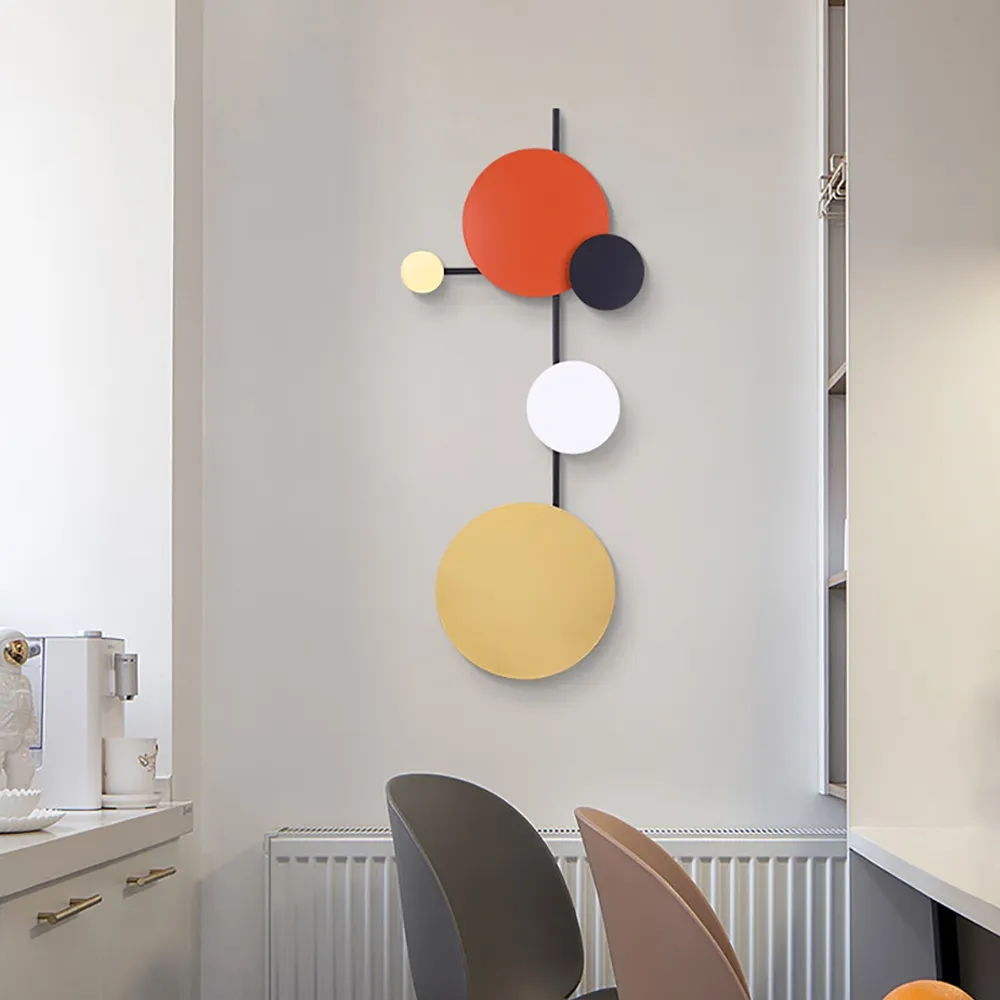 HMR - Geometric Round Wall Hanging Metal Art in Multicolor