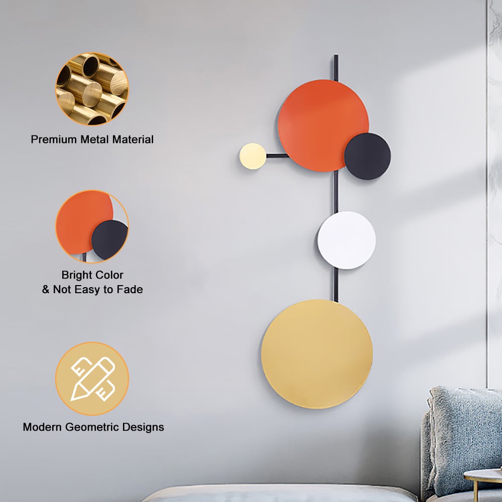 HMR - Geometric Round Wall Hanging Metal Art in Multicolor