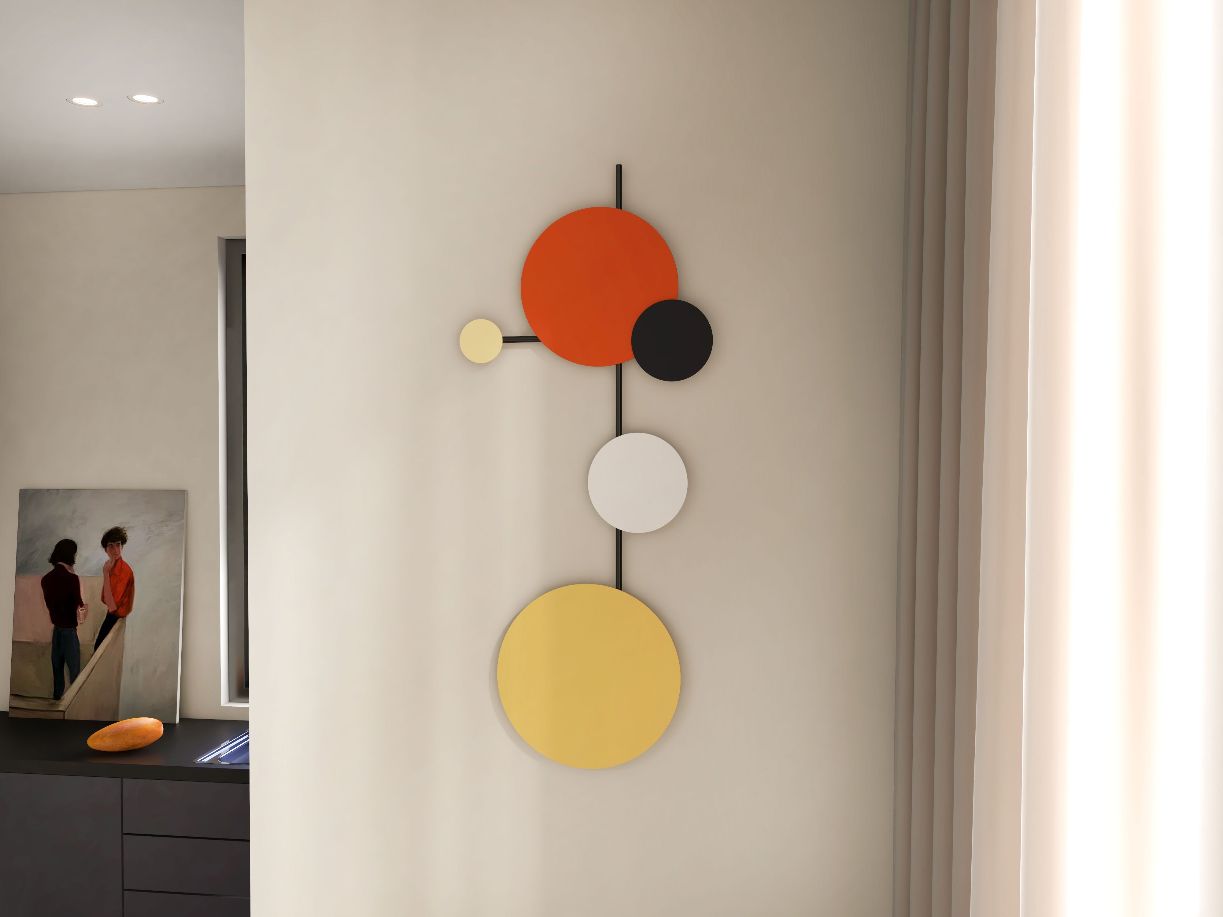 HMR - Geometric Round Wall Hanging Metal Art in Multicolor
