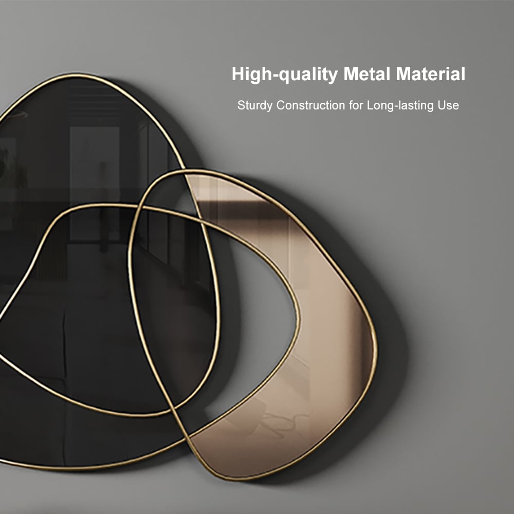 HMR - 31.5" Abstract 3D Metal Big Wall Decor Unique Modern Irregular Home Art in Black & Gold
