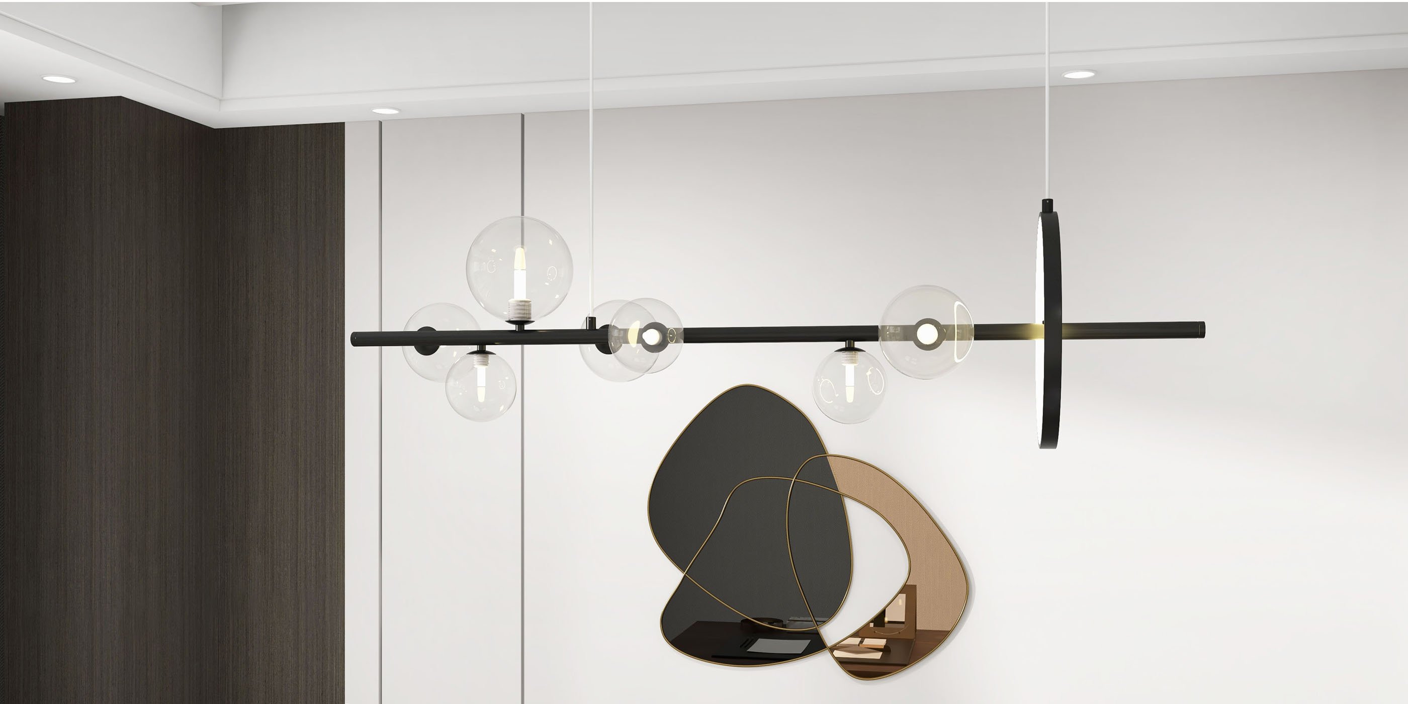 HMR - 31.5" Abstract 3D Metal Big Wall Decor Unique Modern Irregular Home Art in Black & Gold