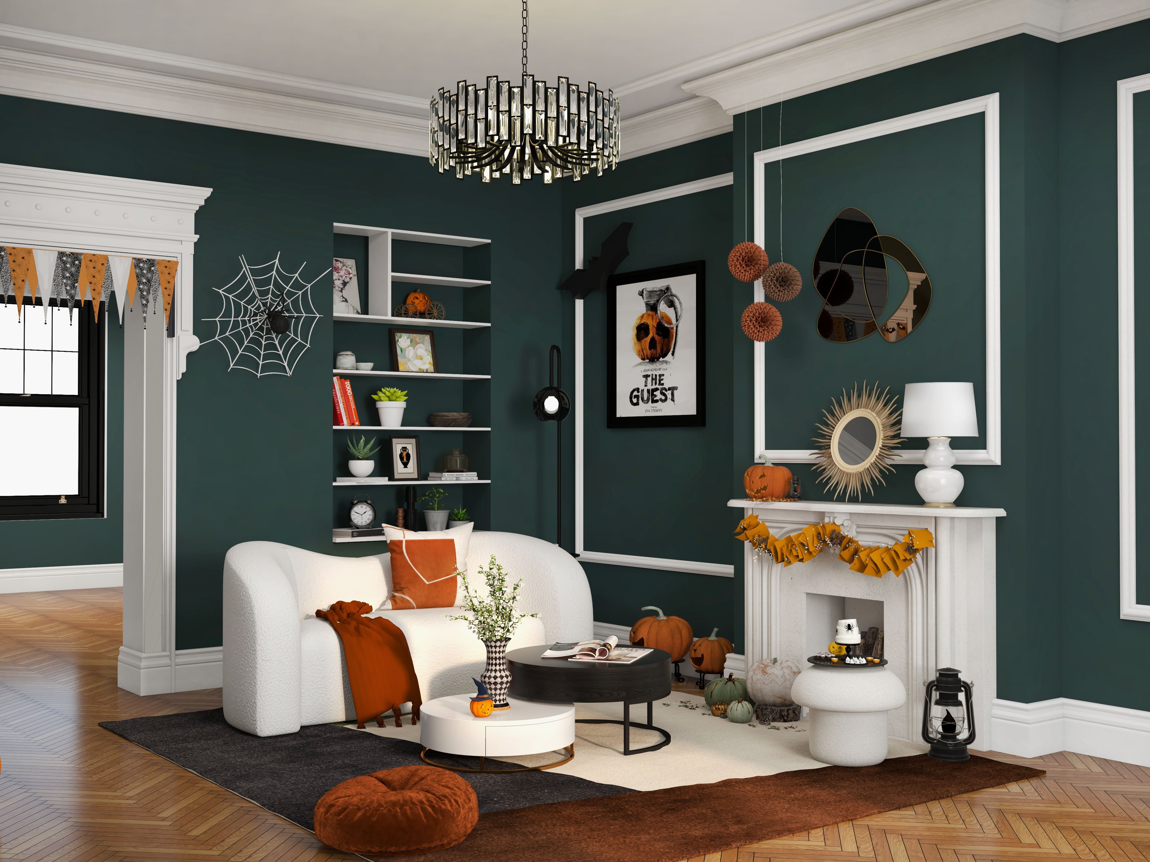 HMR - 31.5" Abstract 3D Metal Big Wall Decor Unique Modern Irregular Home Art in Black & Gold