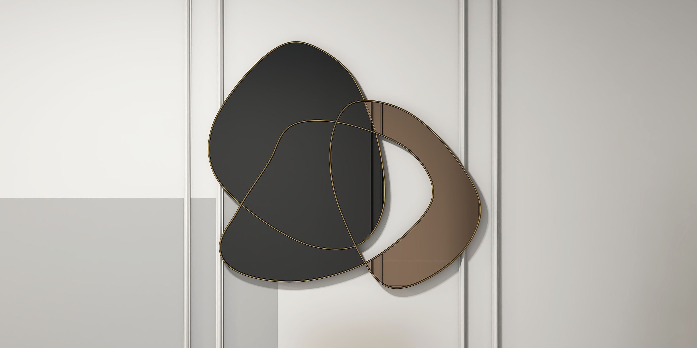 HMR - 31.5" Abstract 3D Metal Big Wall Decor Unique Modern Irregular Home Art in Black & Gold