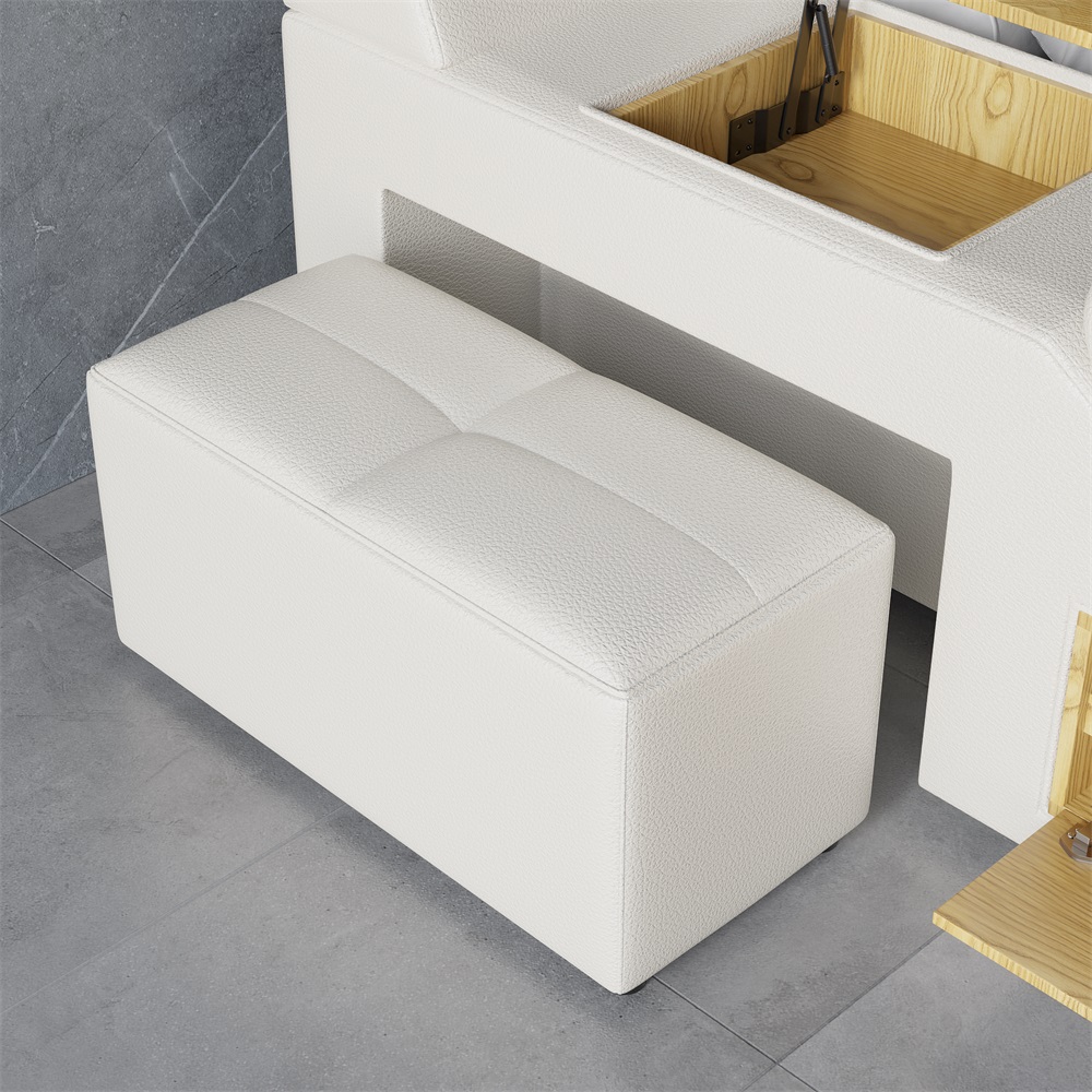 HMR - Ultimate Smart Bed King Tufted Upholstered Platform Bed with Massage, Storage & Speaker