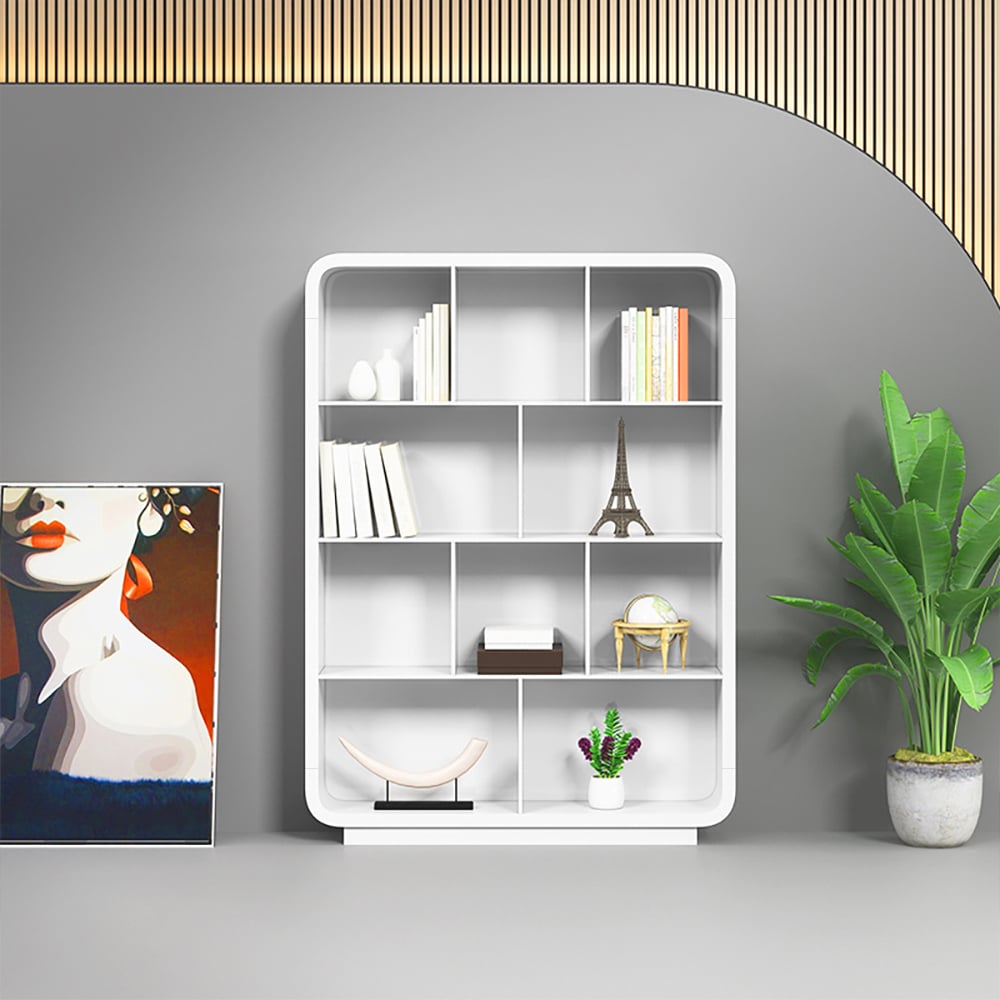 HMR Chicent 78.7" Modern Bookshelf 4-Tier Standard Bookcase with Rich Storage - White
