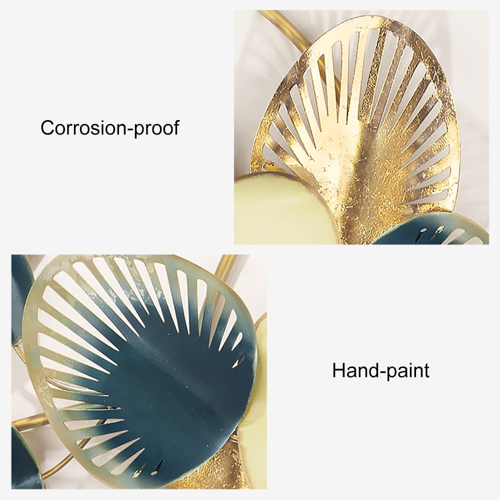 HMR - Minimalist 3D Hollow-out Metal Leaves Wall Decor in 53.5"L x 19.7"H