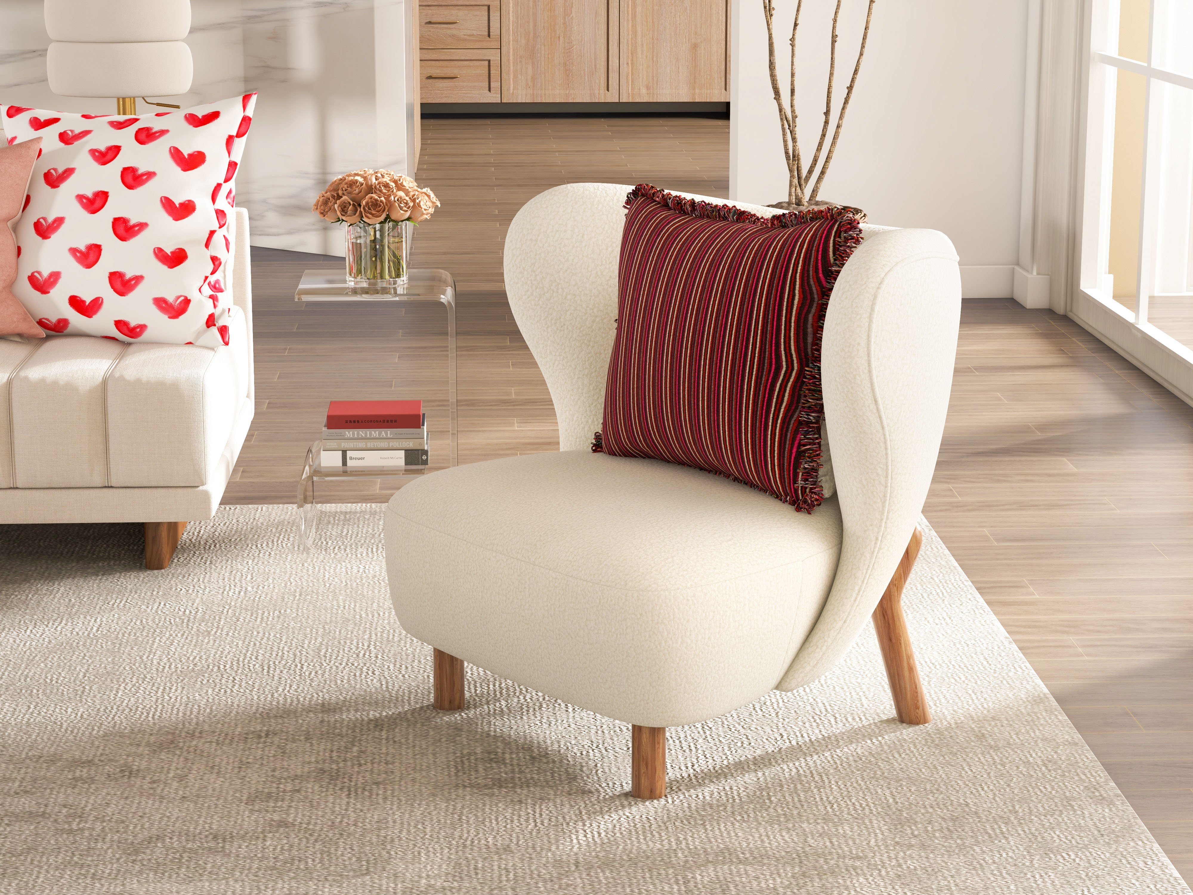 HMR Modern End Table with Storage C-Shaped - Clear, Acrylic