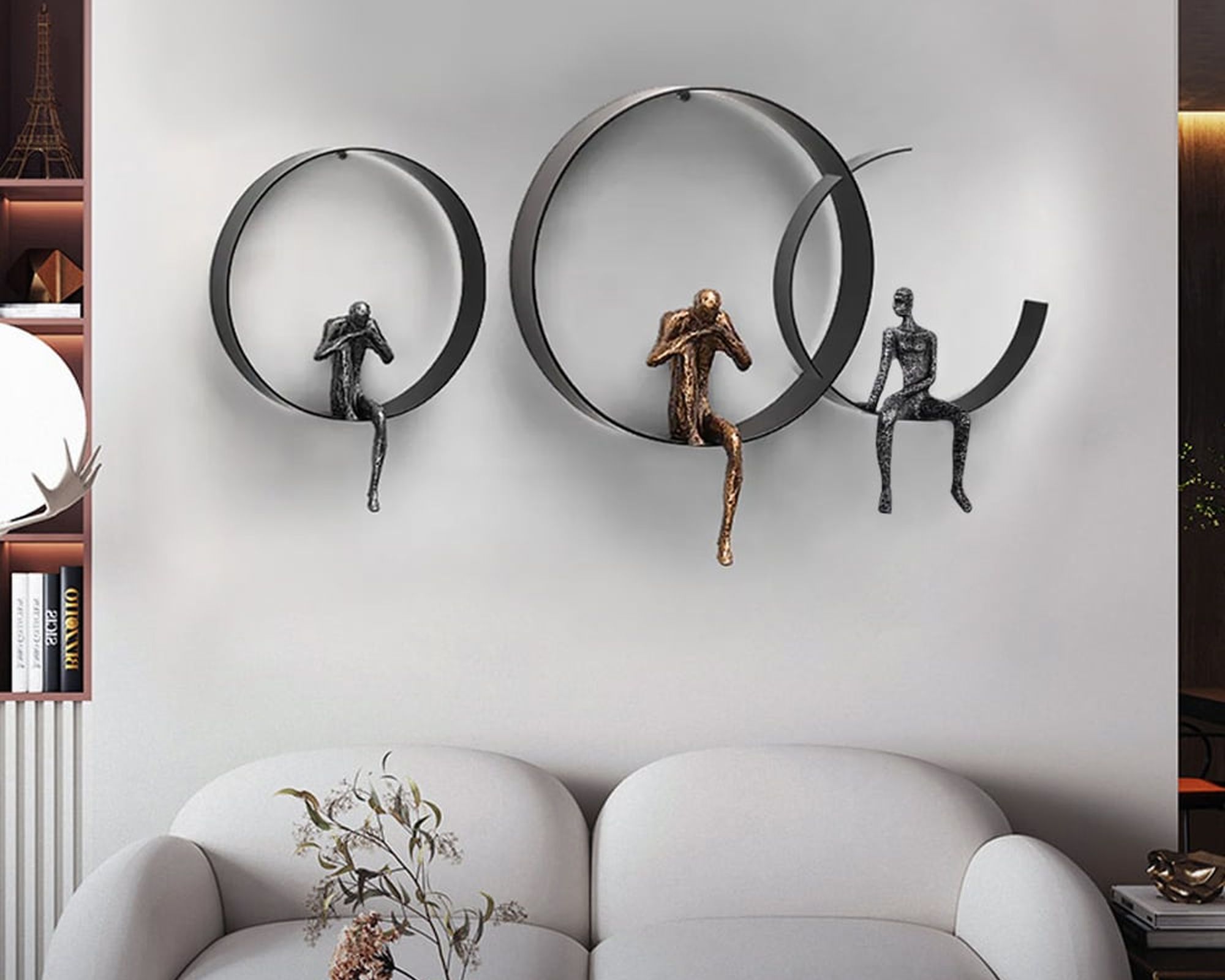 HMR Modern 3D Artistic Figure Wall Decor - Black, Style C