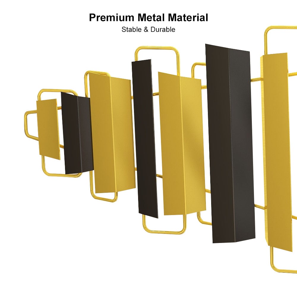 HMR - 3D Oversized Wall Clock Geometric in Black/Gold