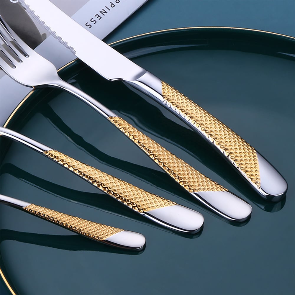 HMR - 16-Pieces Flatware Set Service for 4 in Stainless Steel