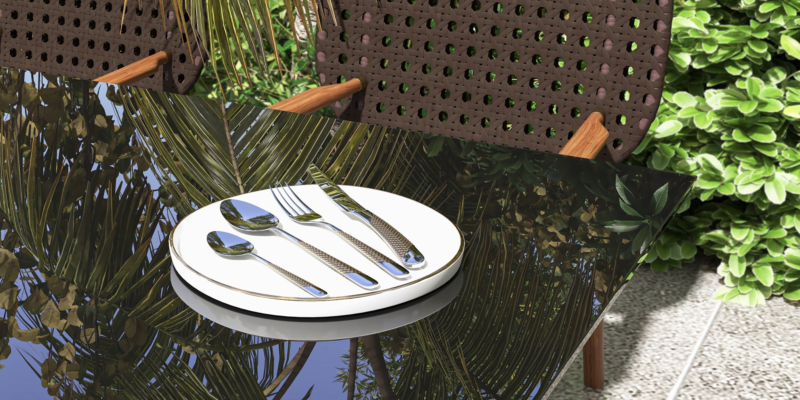 HMR - 16-Pieces Flatware Set Service for 4 in Stainless Steel