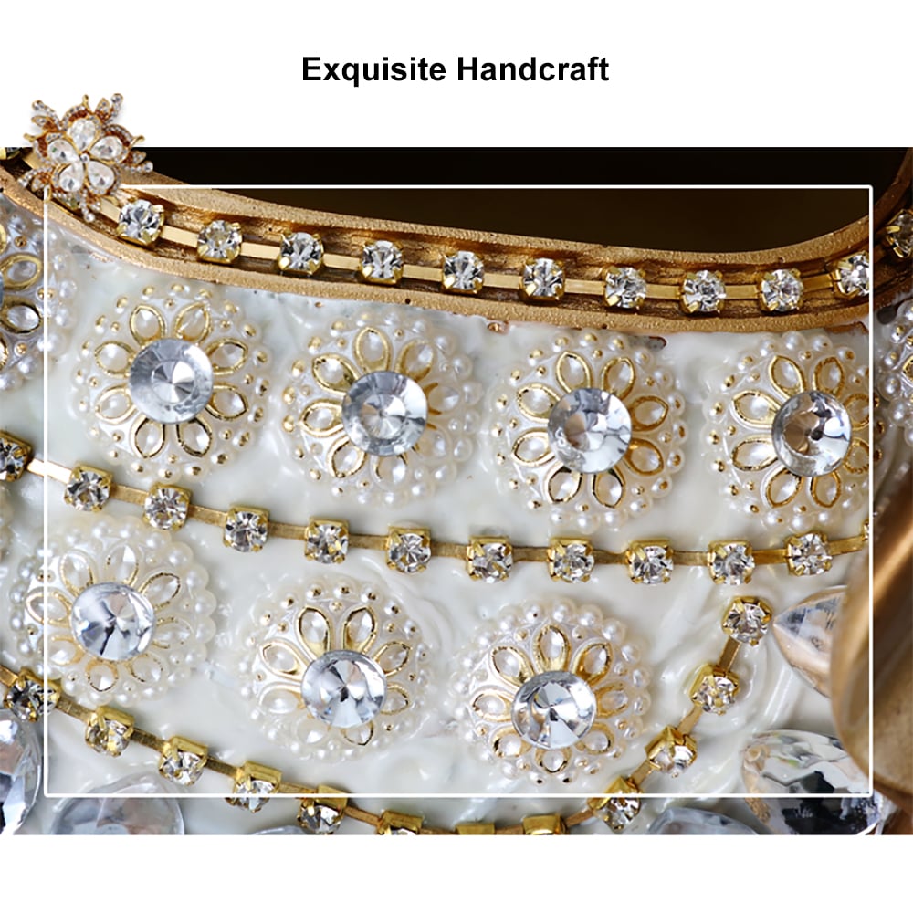 HMR - Gold & White Elephant Fruit Basket with Tissue Box Resin Snack Tray Decor