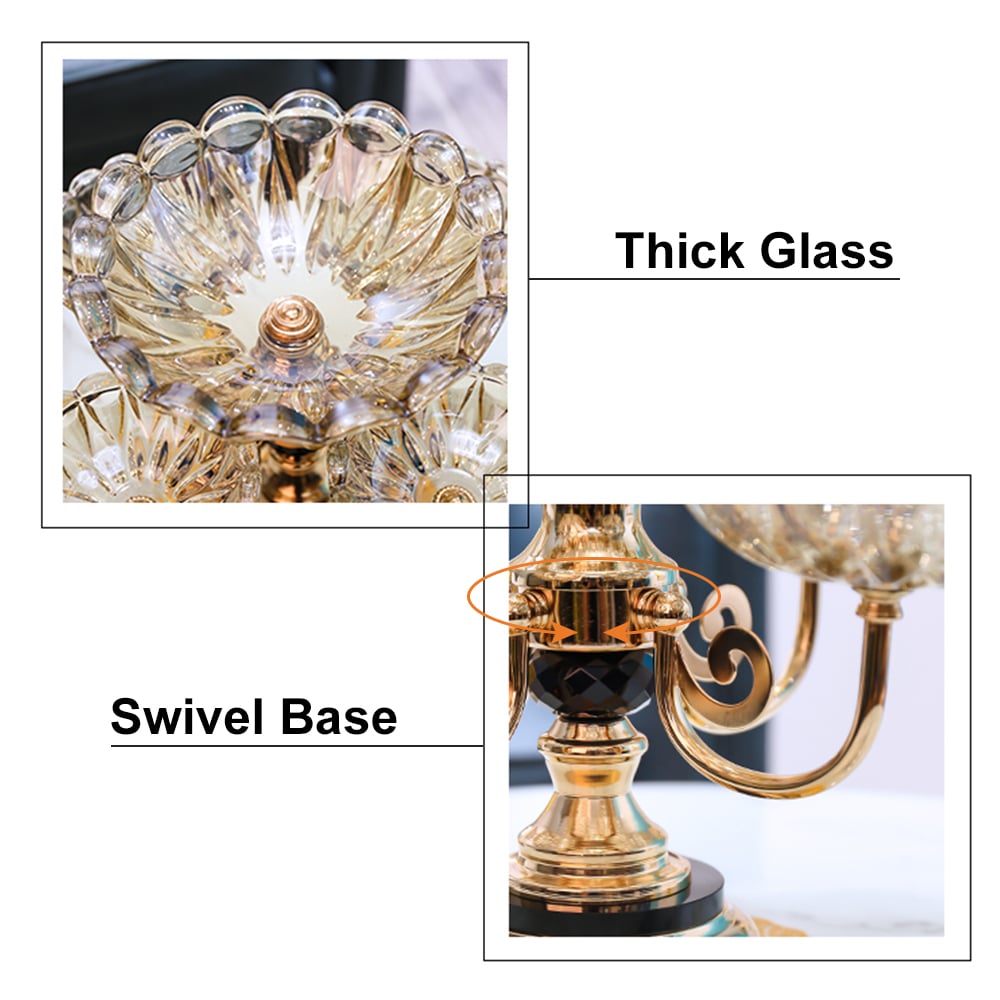 HMR - Rotatable Glass Fruit Basket Multilayer Decor Bowl with Base in Rose Gold