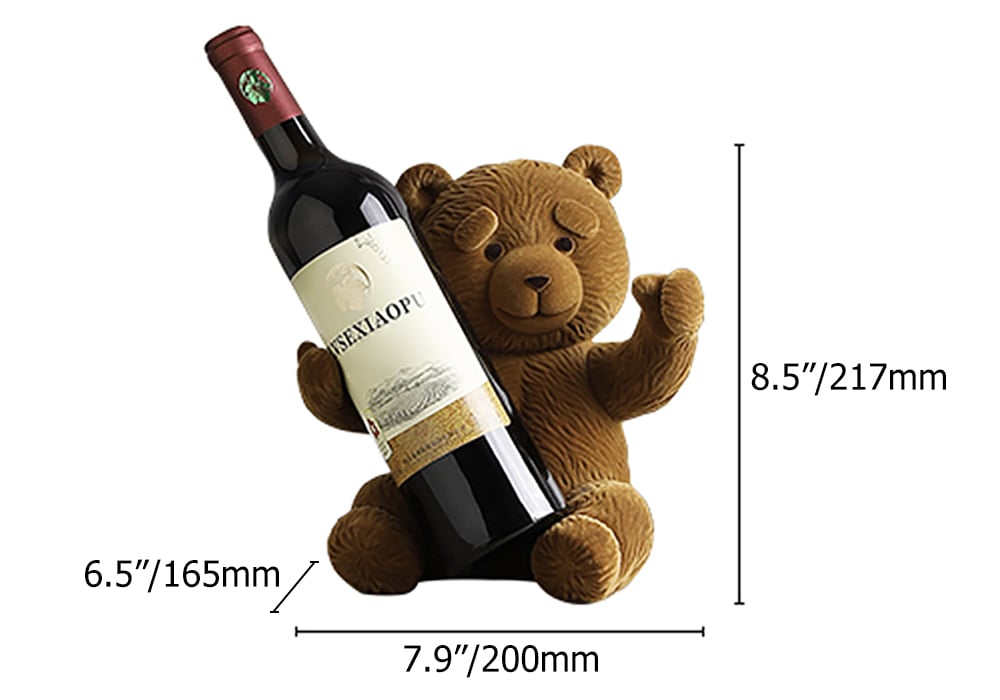 HMR - Brown Bear Table Top Wine Rack Countertop Wine Bottle Holder