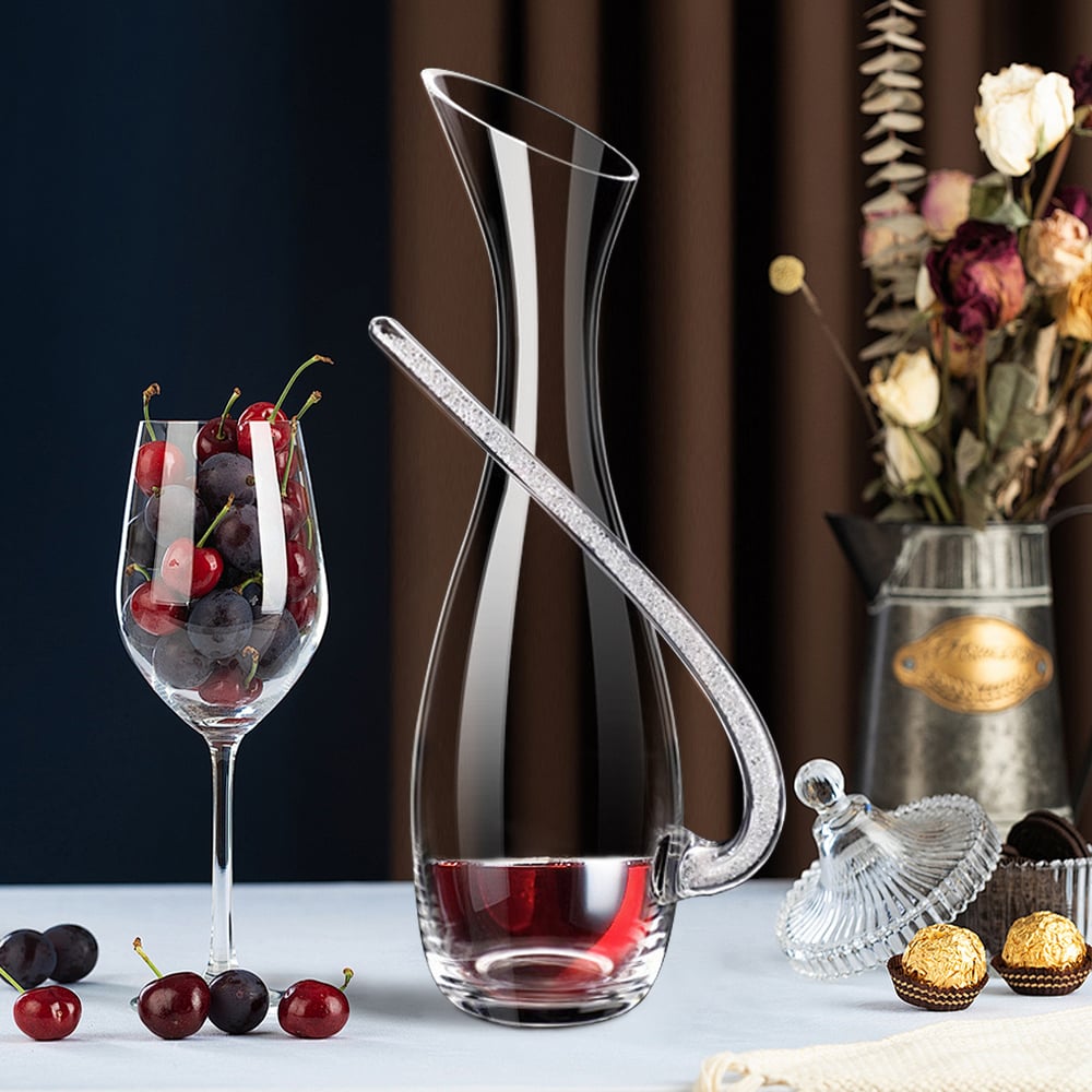 HMR - Creative Wine Decanter with Silver Cystal-Filled Handle