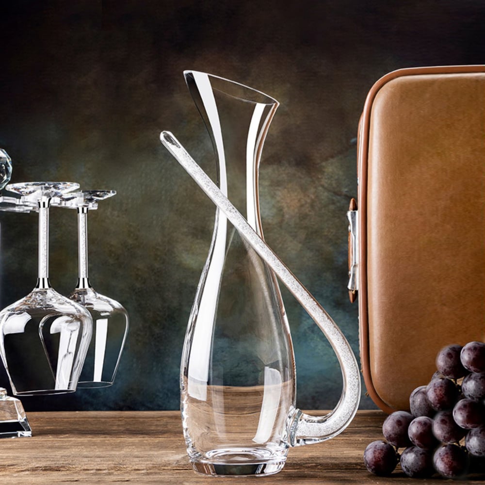 HMR - Creative Wine Decanter with Silver Cystal-Filled Handle