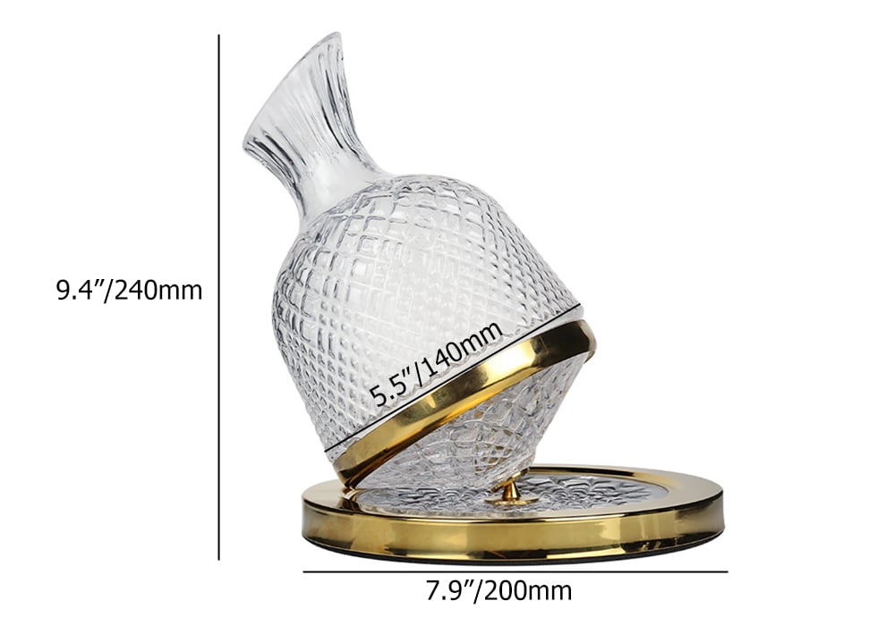 HMR - Luxury Tumbler Wine Decanter 360 Rotating Hand-Carved Diamond Creative Spin Decanter