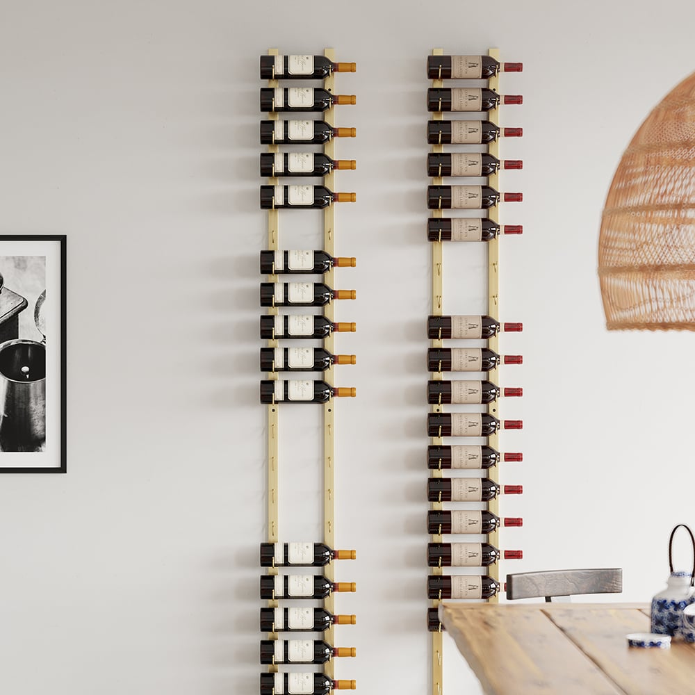 HMR - Modern Gold Wall Mounted Wine Bottle Rack 21-Bottle Metal Wine Rack
