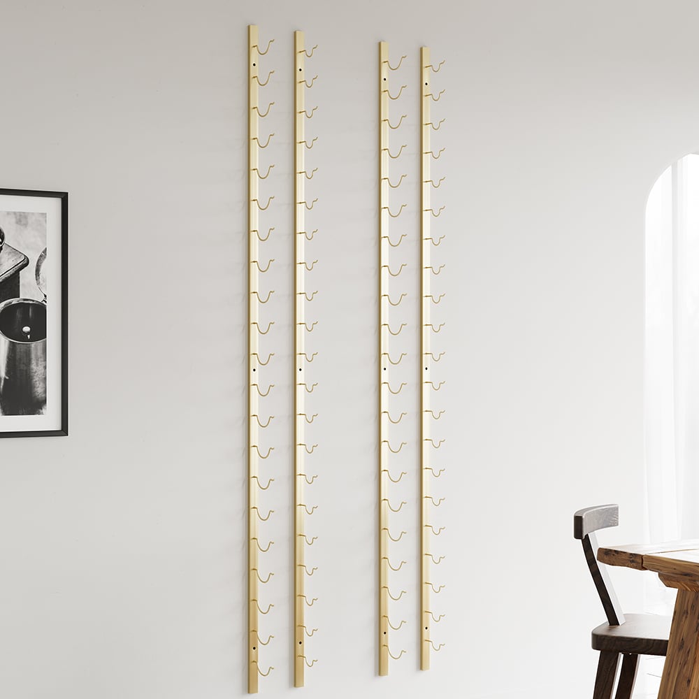 HMR - Modern Gold Wall Mounted Wine Bottle Rack 21-Bottle Metal Wine Rack