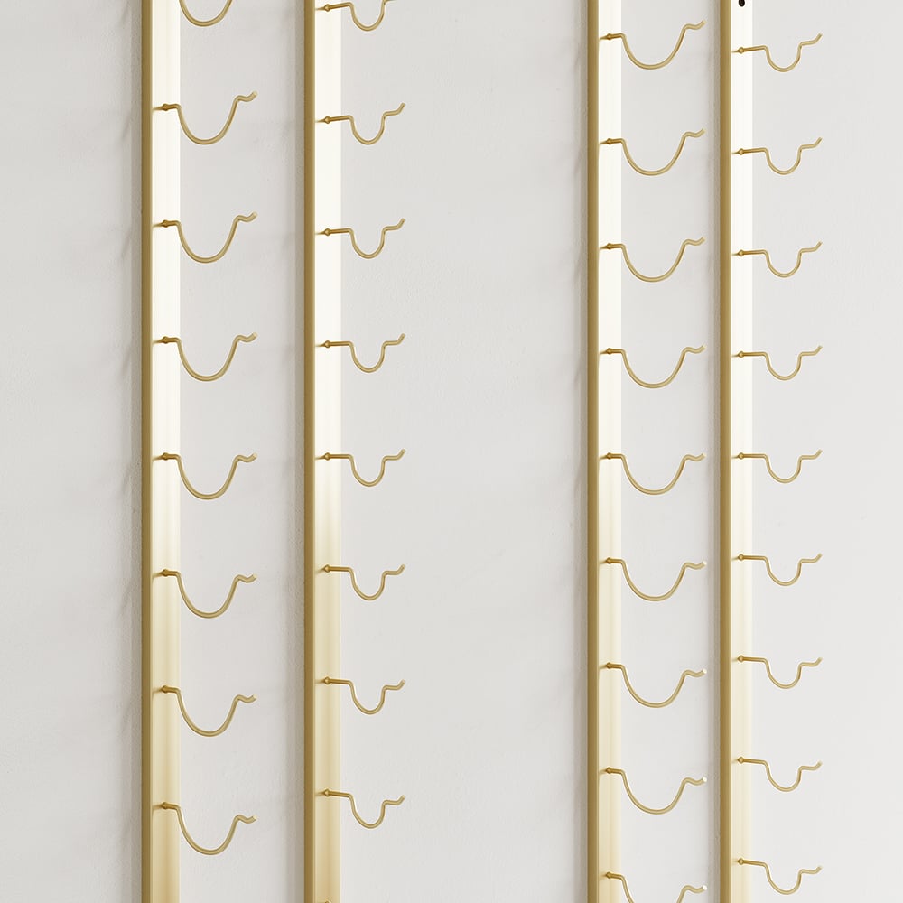 HMR - Modern Gold Wall Mounted Wine Bottle Rack 21-Bottle Metal Wine Rack